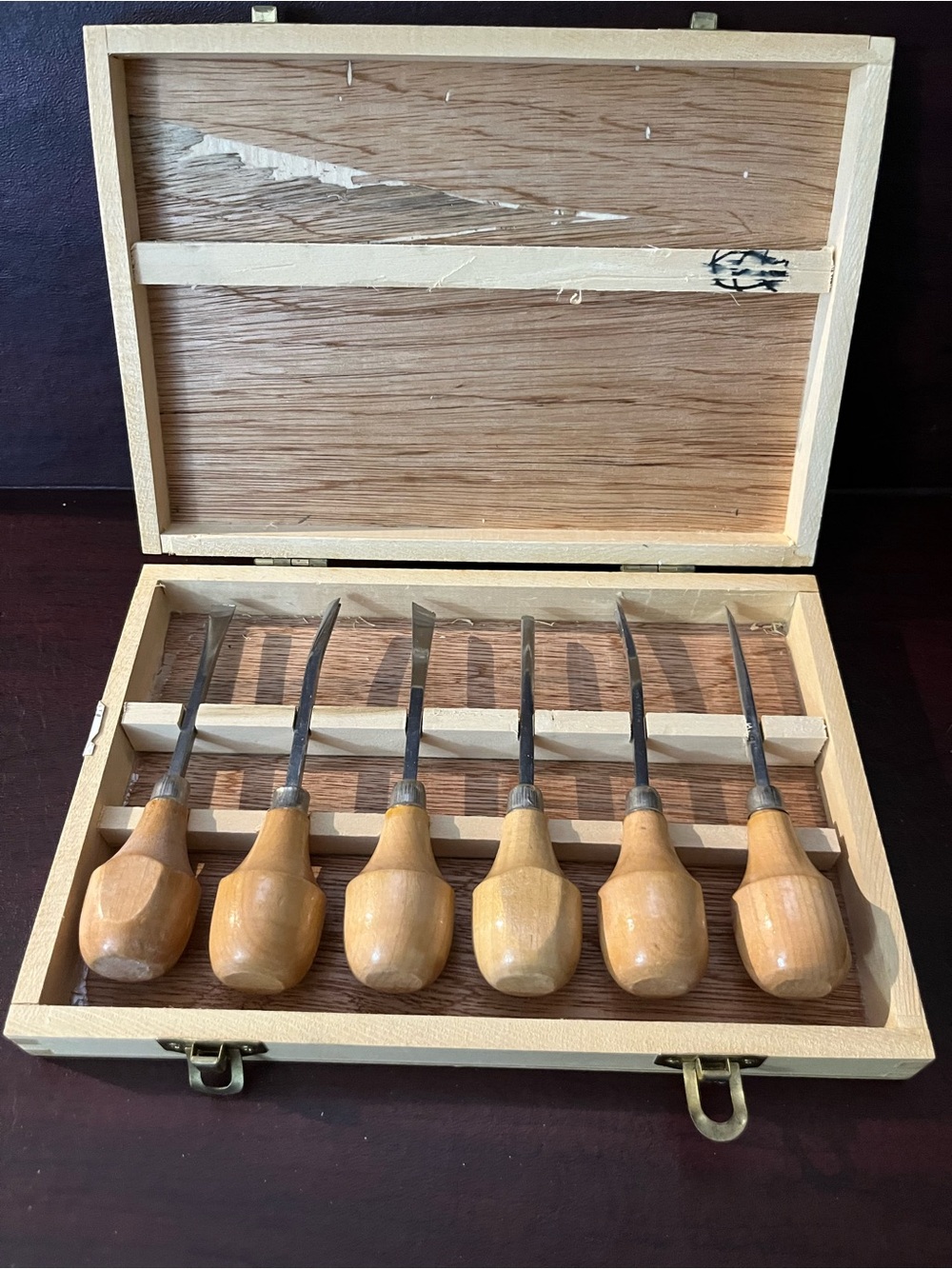Wood Hand Chisel Set - 6-Piece with Wooden Storage Case